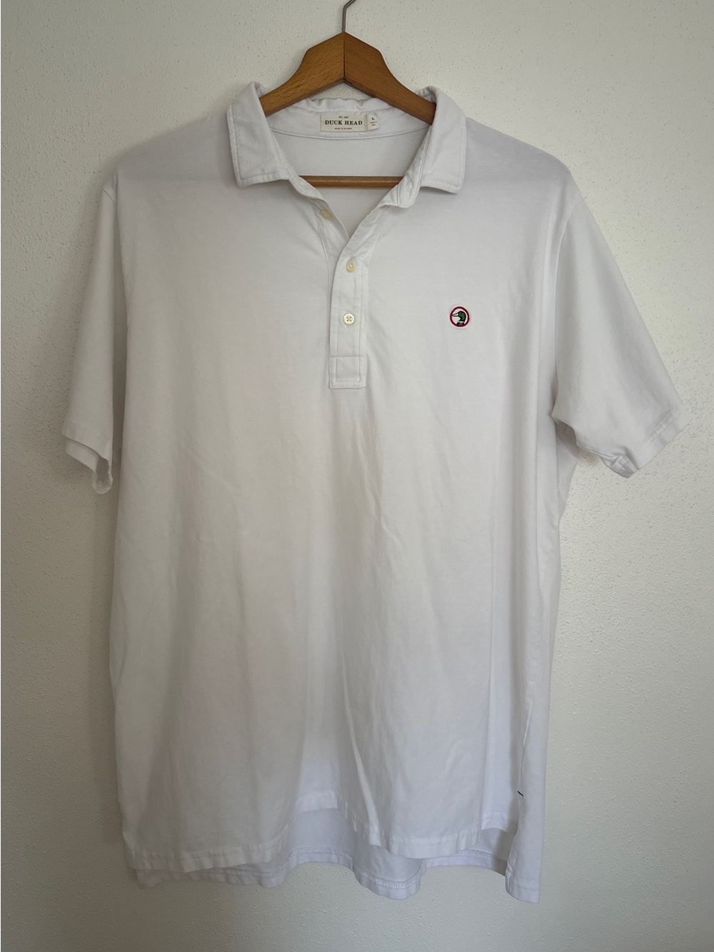 Duck Head Golf Polo Shirt Size L White Fox Club Sleeve Embroidered Classic Fit